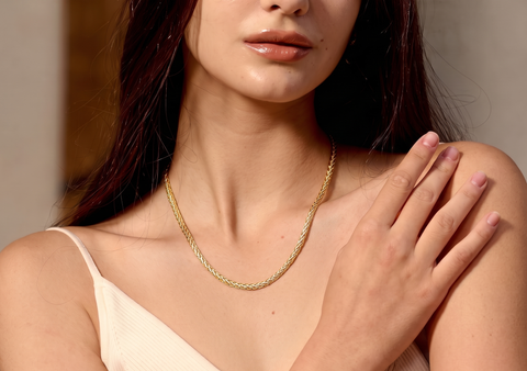 20'' Two Tone Gold Wheat Spiga Chain  1.15MM
