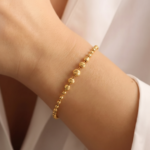22K Yellow Gold Ball-Bead Bracelet measuring 2.6mm thickness x 7.3 inch length