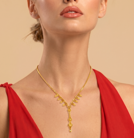 22K Yellow Gold Ball-Bead Alluring Necklace
