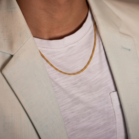 18'' Wheat Spiga Yellow Gold Chain 1.5MM