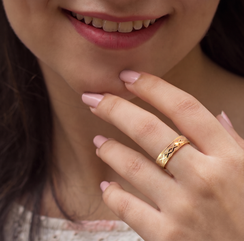 22k Two-Tone Gold Band Ring in size 7.6 and total gold weight of 1.85g
