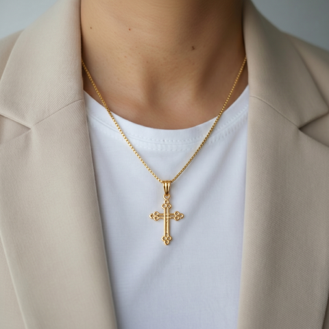 22K Yellow Gold Religious Cross Medium Pendant with gold weight of 0.96g
