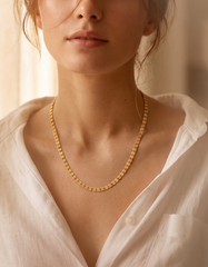 22k Yellow Gold Flat Bullet Chain measuring 3mm width x 16 inch length