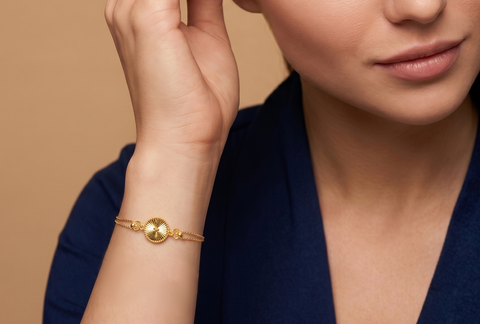 22K Yellow Gold Fancy Bracelet measuring 10mm thickness x 7.2 inch length