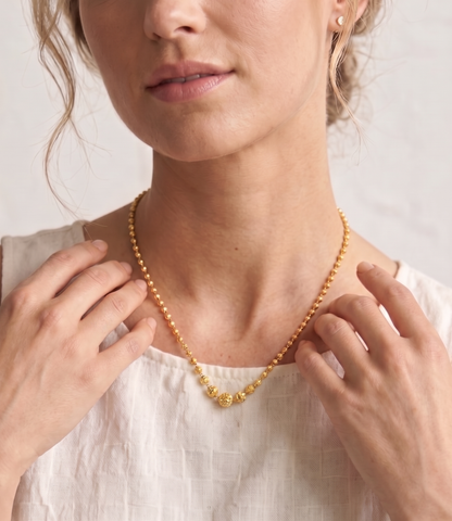 22K Yellow Gold Ball-Bead Exquisite Necklace