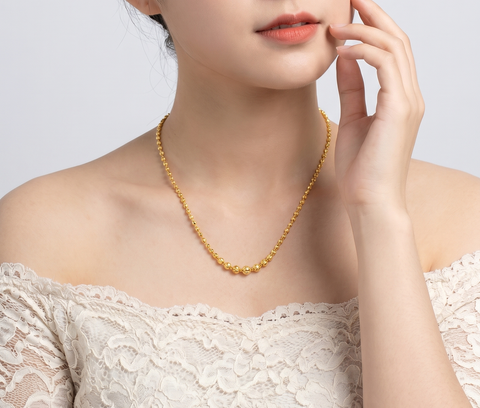 22K Yellow Gold Ball-Bead Classic Necklace