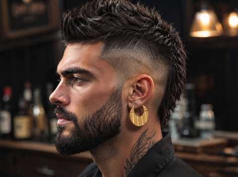 22k Yellow Gold Men's Punjabi Earrings with gold weight of 2.75g