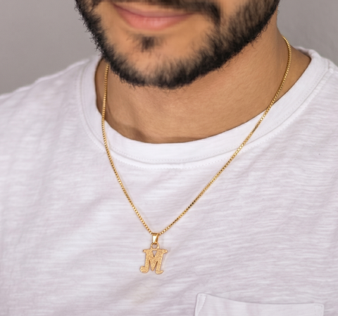 22K Yellow Gold Initial Initial M Pendant with gold weight of 1.05g