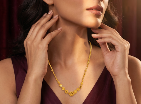 22K Yellow Gold Ball-Bead Exquisite Necklace