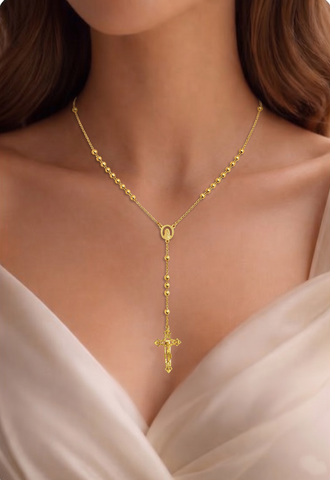 22K Yellow Gold Religious Cross Artistic Necklace