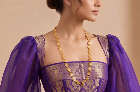 22K Yellow Gold Queen Coin Statement Necklace