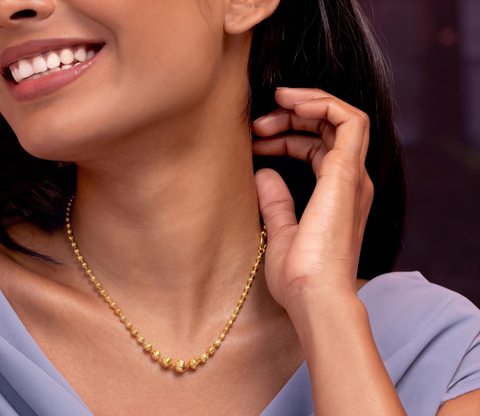 22K Yellow Gold Ball-Bead Luminous Necklace