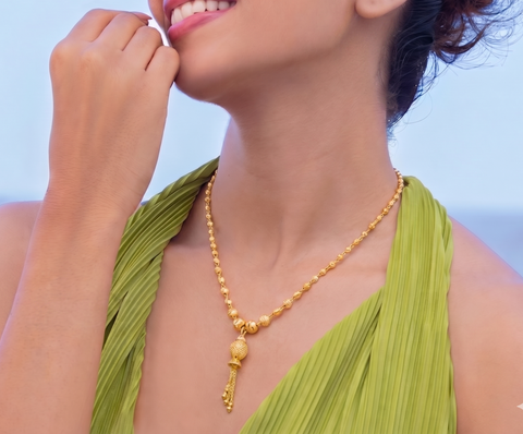 22K Yellow Gold Ball-Bead Captivating Necklace
