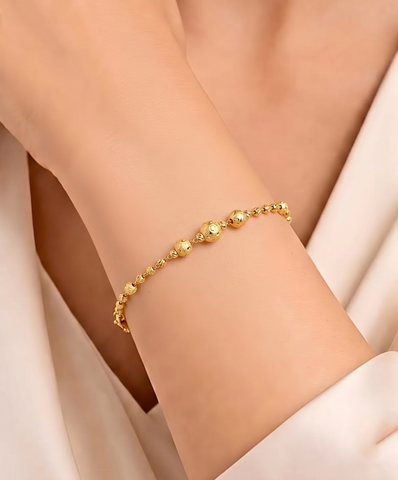 22K Yellow Gold Ball-Bead Bracelet measuring 2.7mm thickness x 7.5 inch length