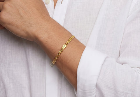 22K Yellow Gold Fancy Men's Bracelet measuring 3.3mm thickness x 8.5 inch length
