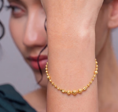 22K Yellow Gold Ball-Bead Bracelet measuring 2.7mm thickness x 7.5 inch length