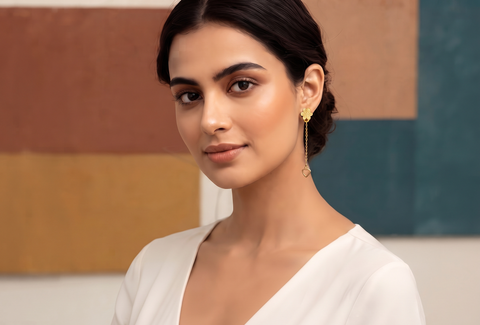 22k Yellow Gold Dangler Fancy Earrings with gold weight of 1.8g