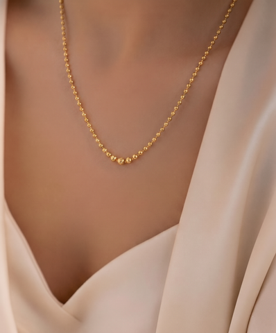 22K Yellow Gold Ball-Bead Intricate Necklace