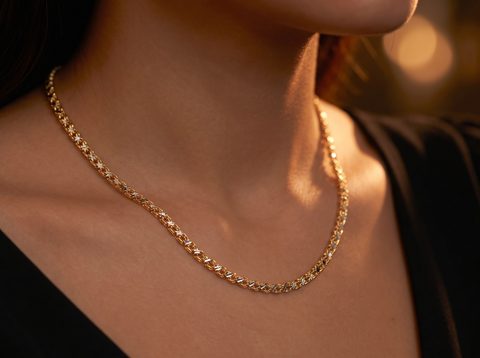 20'' Two Tone Fancy Gold Chain 1.3MM