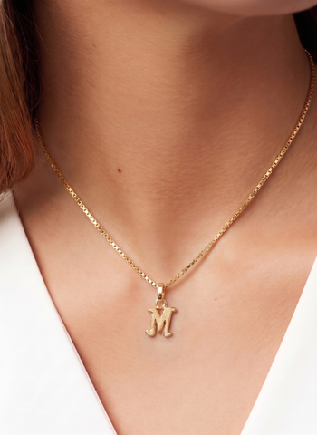 22K Yellow Gold Initial Initial M Pendant with gold weight of 1.05g