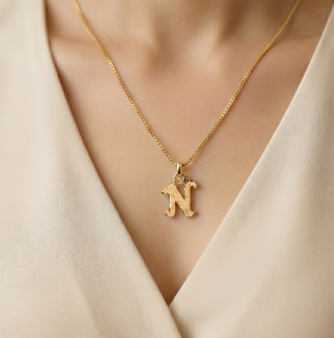 22K Yellow Gold Initial Initial N Pendant with gold weight of 1.18g