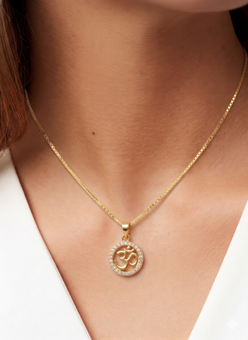 22K Yellow Cubic Zirconia Om Medium Pendant with gold weight of 2.31g