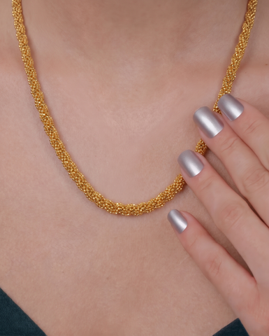 22K Yellow Gold Beads Artistic Necklace