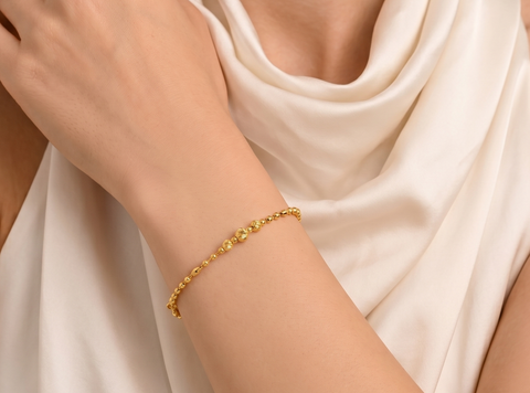 22K Yellow Gold Ball-Bead Bracelets measuring 2.6mm thickness x 7.5 inch length