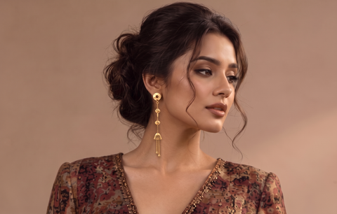 22k Yellow Gold Dangler Turkish Earrings with gold weight of 4.28g