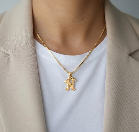 22K Yellow Gold Initial Initial N Pendant with gold weight of 1.18g