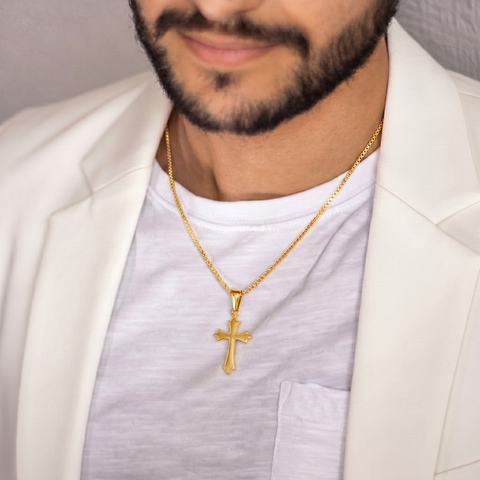 22K Yellow Gold Religious Cross Large Pendant with gold weight of 1.38g