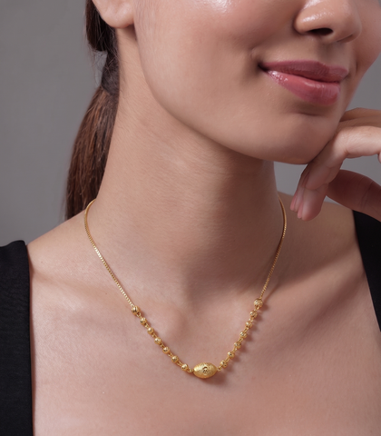 22K Yellow Gold Ball-Bead Chic Necklace