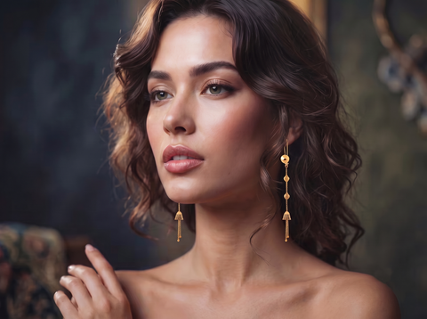 22k Yellow Gold Dangler Turkish Earrings with gold weight of 4.18g
