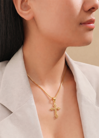 22K Yellow Gold Religious Cross Medium Pendant with gold weight of 0.96g