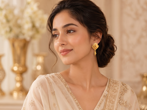 22k Yellow Gold Dangler Earrings with gold weight of 3.72g