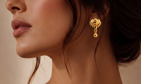 22k Yellow Gold Studs Fancy Earrings with gold weight of 3.82g
