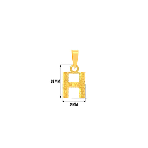 22K Yellow Gold Initial H Pendant with gold weight of 1.3g