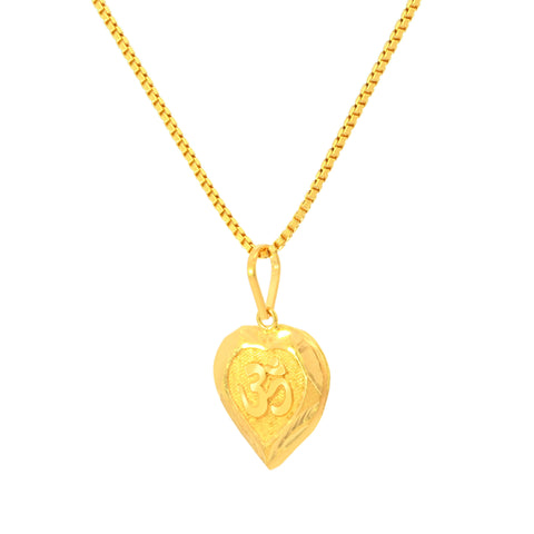 22K Yellow Gold Religious Om Medium Pendant with gold weight of 0.77g