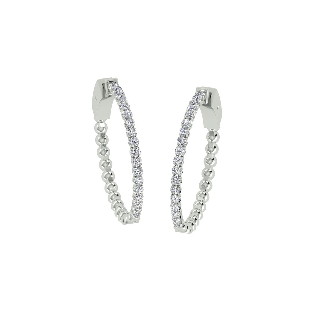 18k White Gold and Diamond Hoops and total gold weight of 7.21g