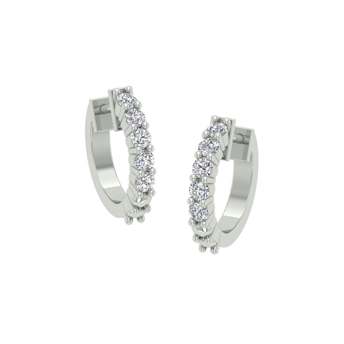 18k White Gold and Diamond Huggies and total gold weight of 2.09g