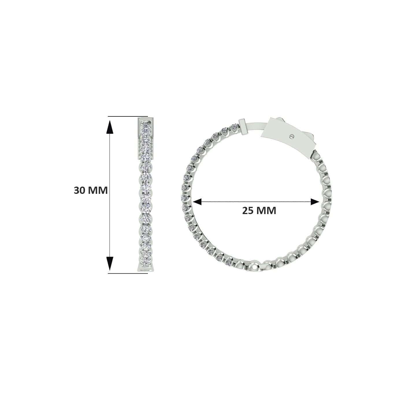 18k White Gold and Diamond Hoops and total gold weight of 7.183g