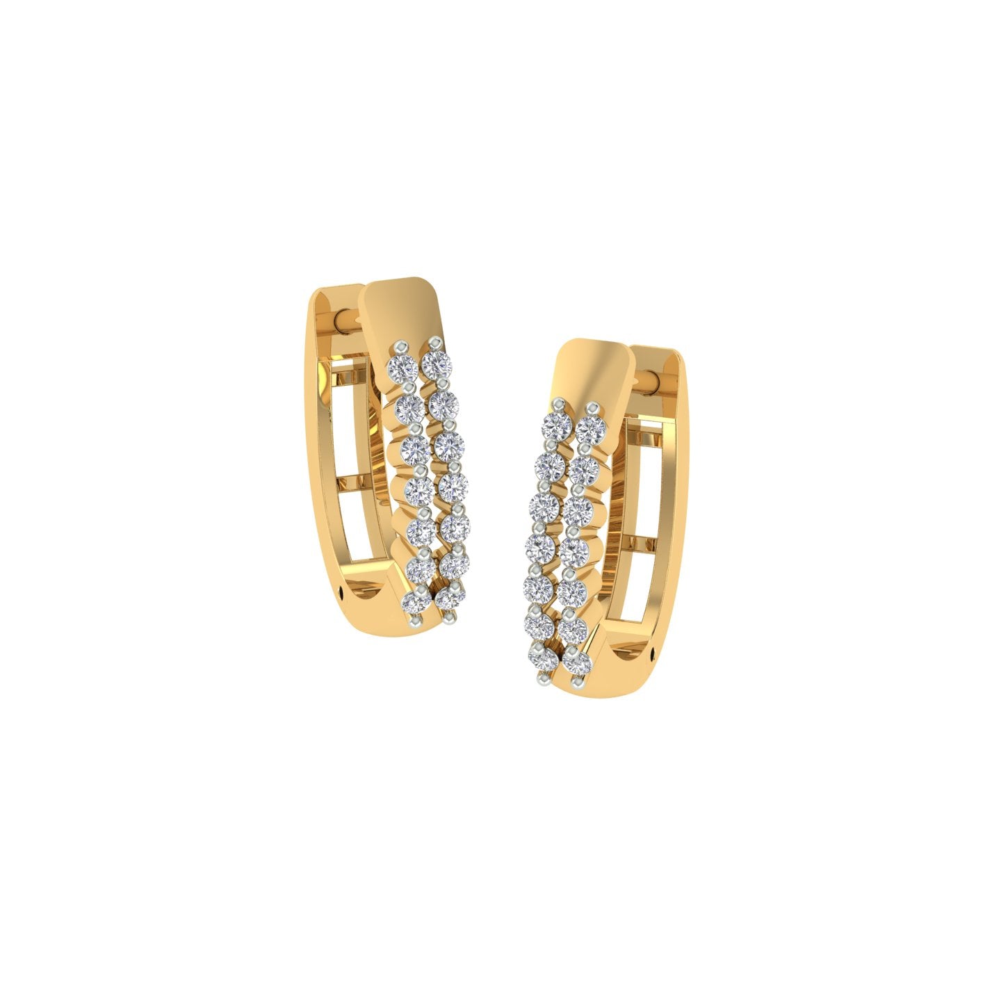 18k Yellow Gold and Diamond Huggies and total gold weight of 3.23g