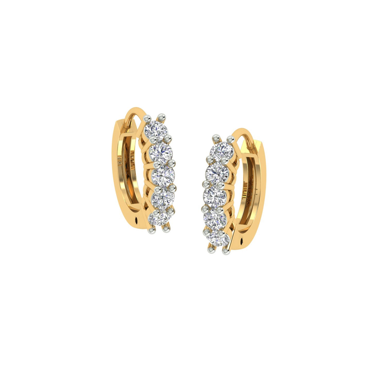 18k Yellow Gold and Diamond Huggies and total gold weight of 2.63g