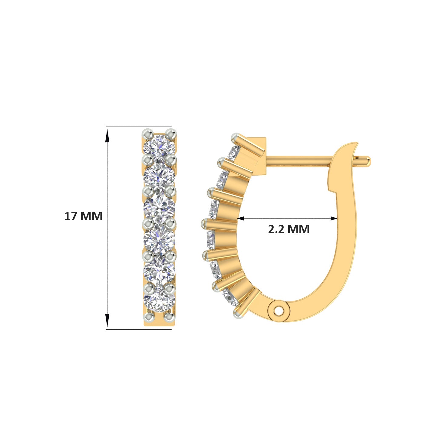 18k Yellow Gold and Diamond Huggies and total gold weight of 3.21g