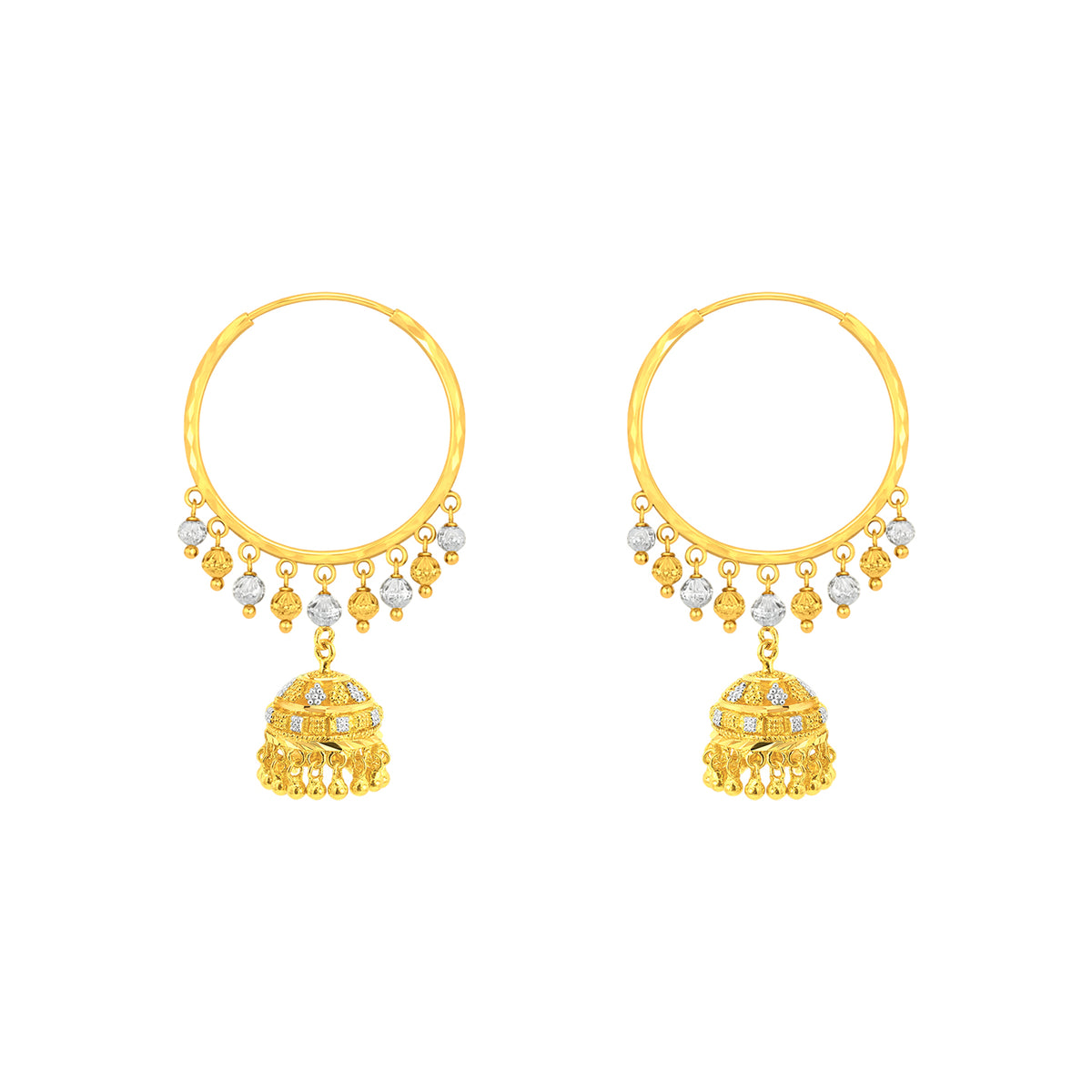22k Two Tone Gold Large Exquisite with Fringe Earrings
