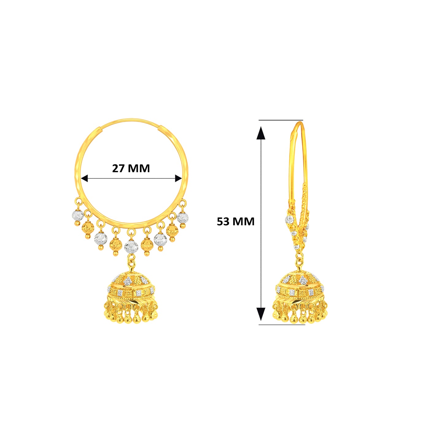 22k Two Tone Gold Large Exquisite with Fringe Earrings