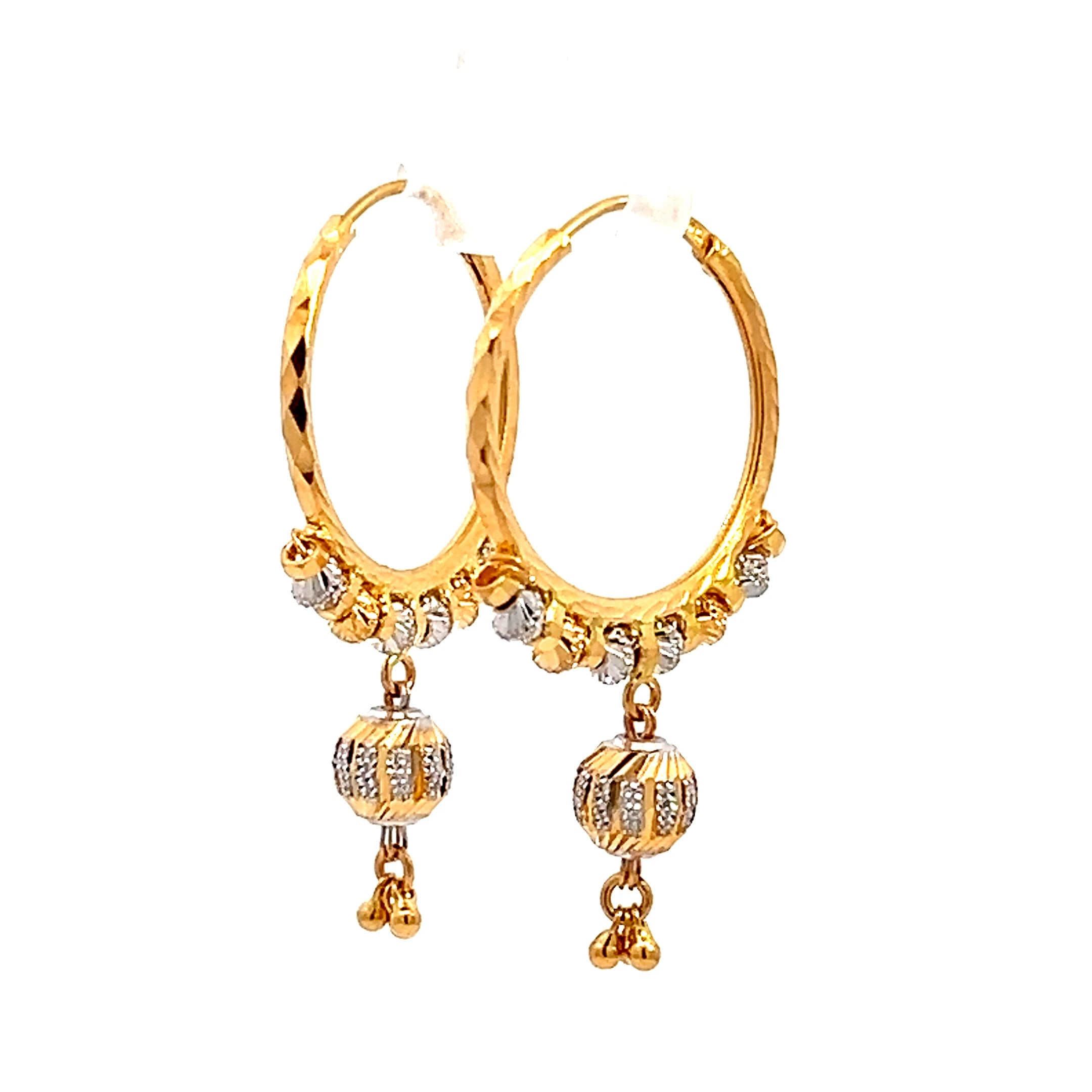 22k Two Tone Gold Medium Fancy Radiant Earrings