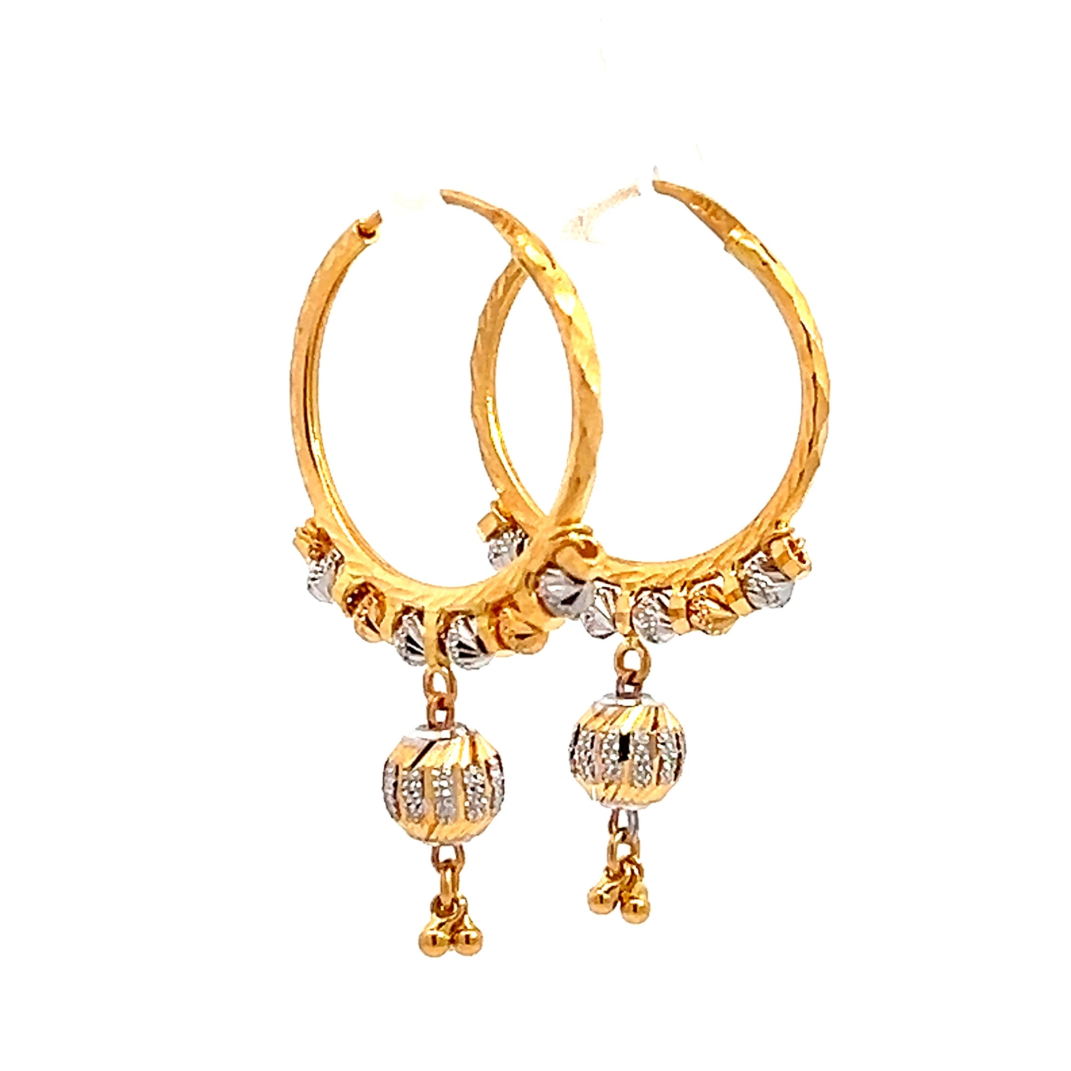 22k Two Tone Gold Medium Fancy Radiant Earrings