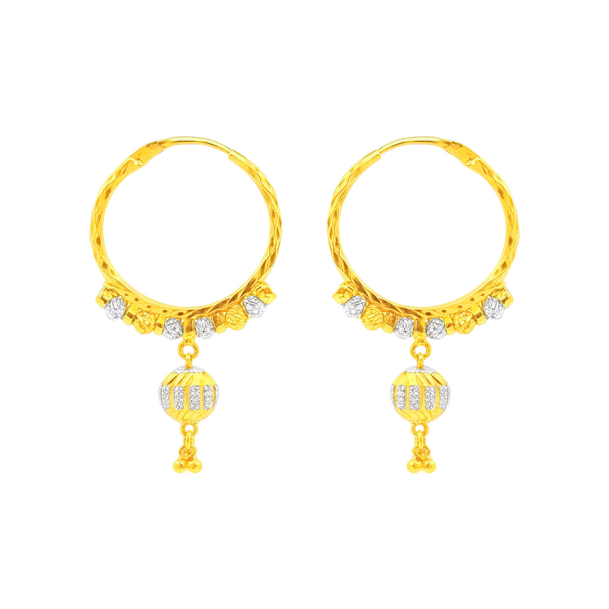 22k Two Tone Gold Medium Fancy Radiant Earrings