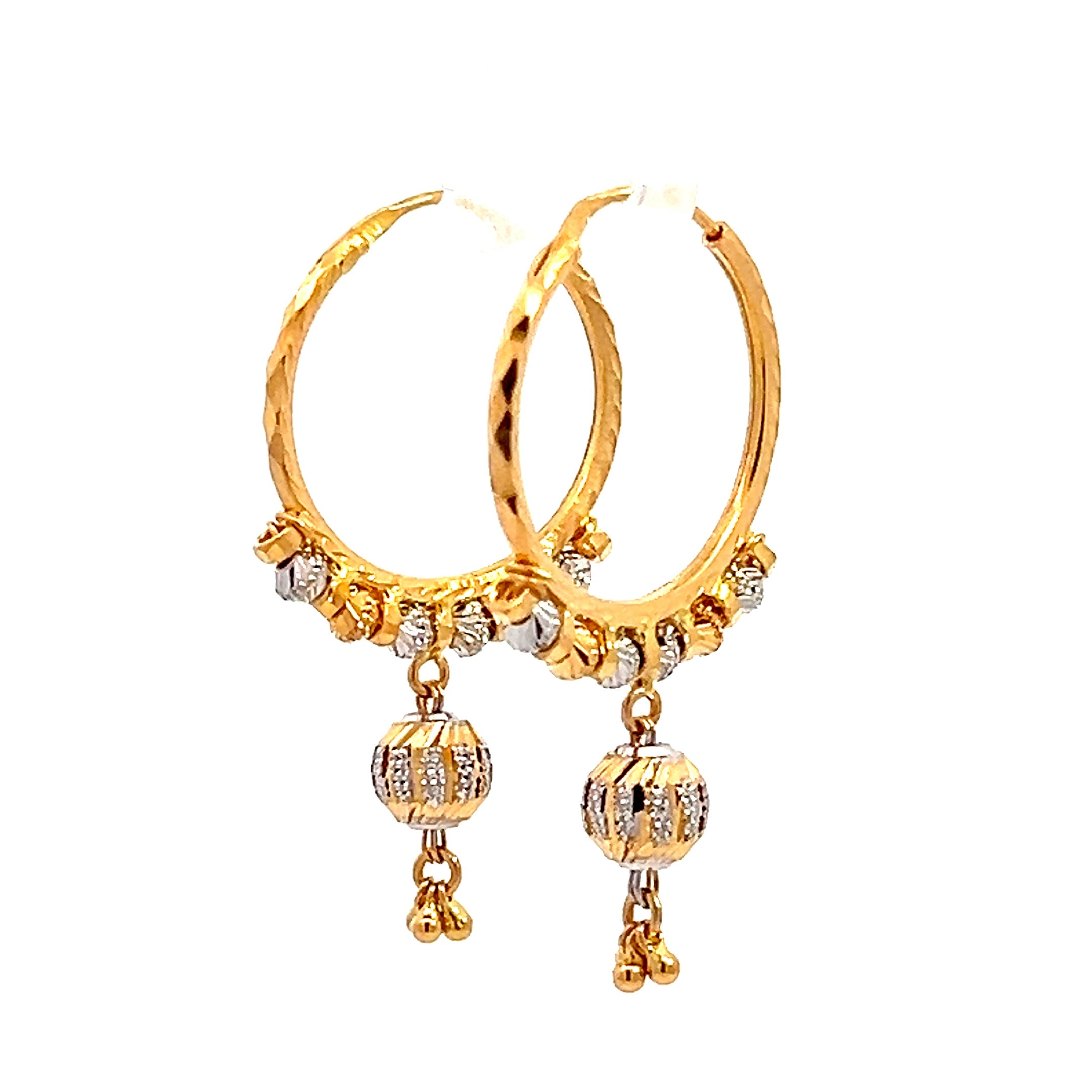 22k Two Tone Gold Medium Fancy Radiant Earrings